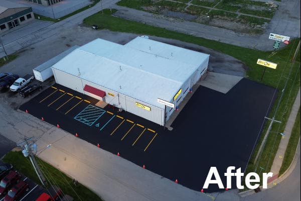 parking lot with new sealcoating and striping